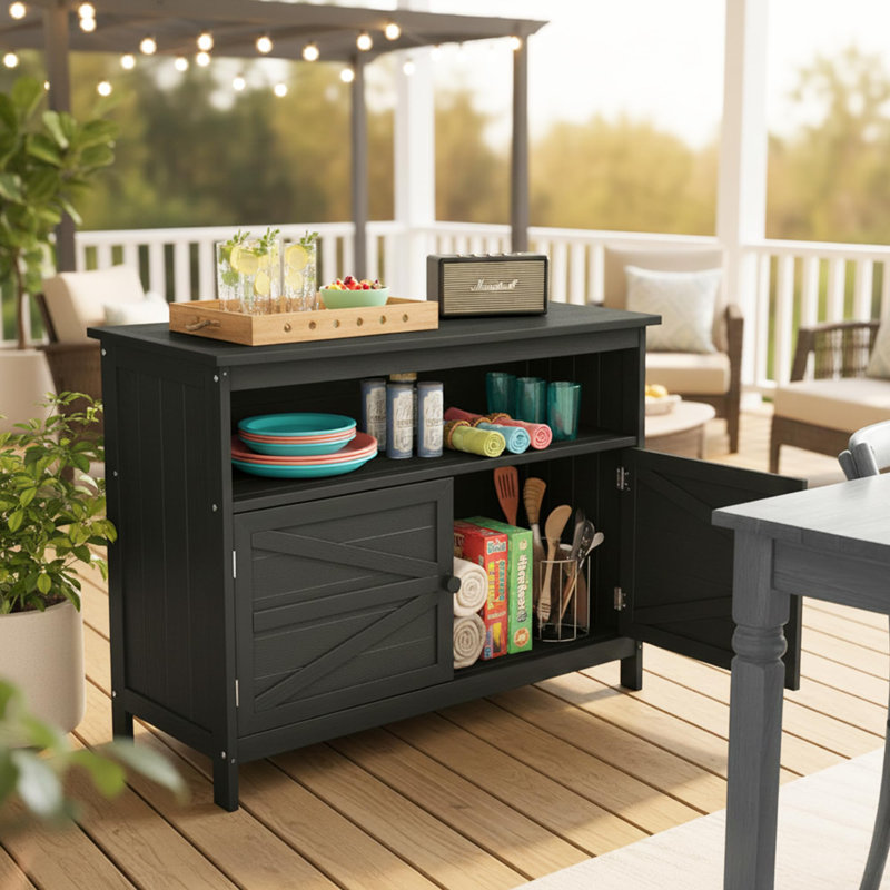 Buffet d'extérieur avec portes magnétiques HiPS, Noir
