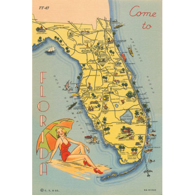 Impression sur toile tendue «Florida Post card VI» par Wild Apple Portfolio