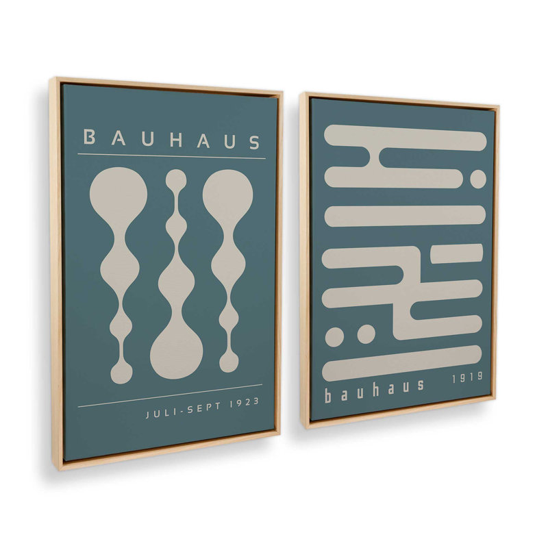 Ensemble rétro et rétro Bauhaus, H 49 po x l 66 po, Cadre américain en érable flottant