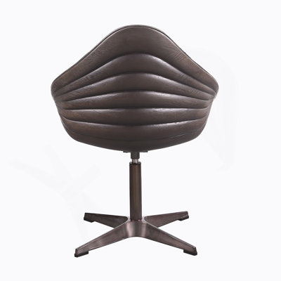 Antique Top Grain Leather Accent Chair With Smooth Swivel Function, Ideal For Office And Meeting Spaces With Sturdy Support And Modern Design