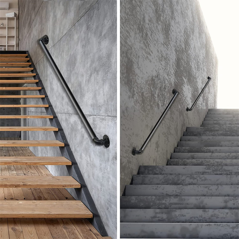Pipe Non-slip and Rust Resistant Stair Banister, 3.26" H x 39.6" W x 3.34" D