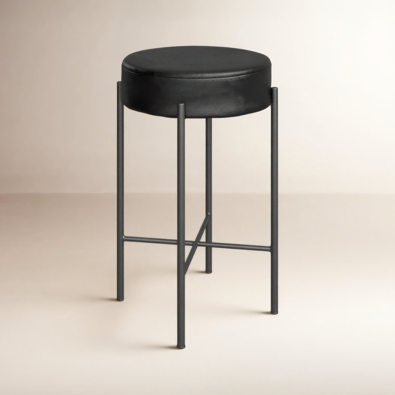 Nocona Bar Stool, Counter Stool (26" Seat Height), Leather - Black