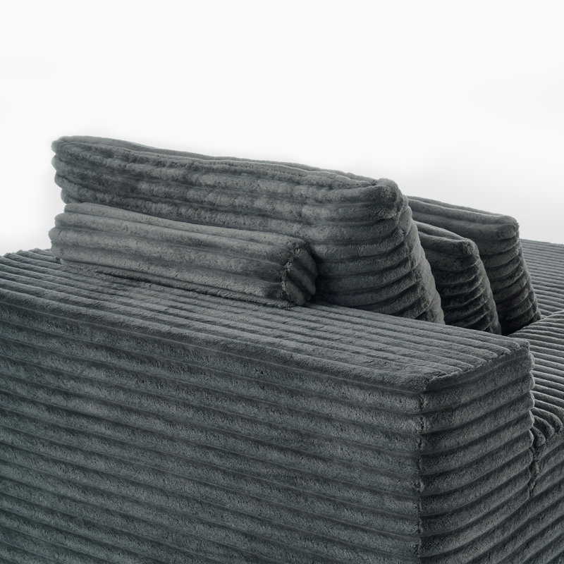 Très grand canapé-lit modulaire en flanelle de fourrure de lapin avec compression et sans oreiller, Gris