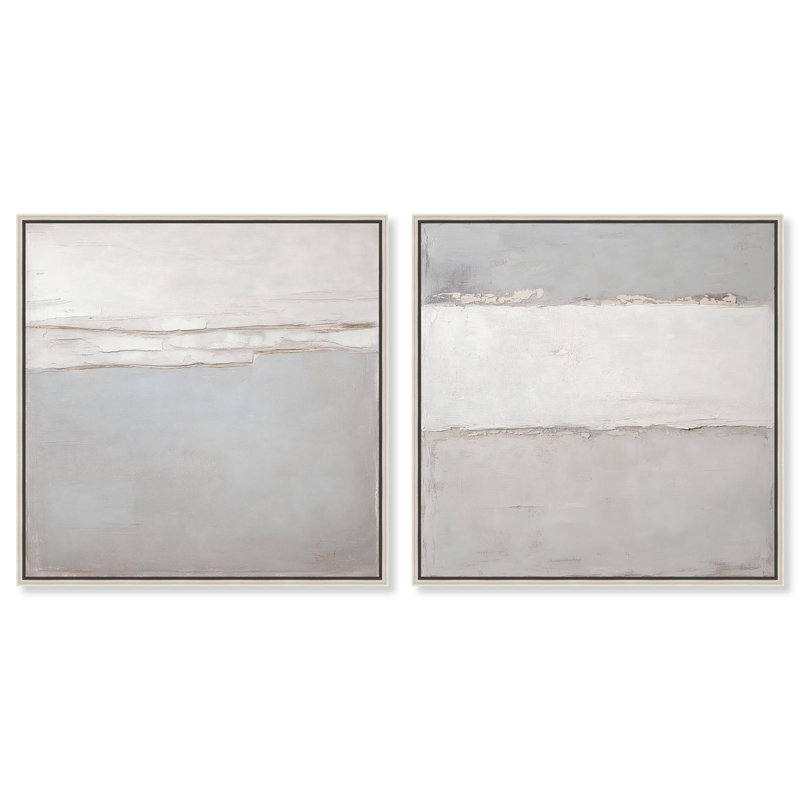 "Luxe", ensemble de 2 reproductions d'art sur toile par , Argent argent, H 25 po x l 25 po