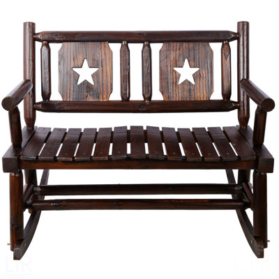 Chaise berçante d'extérieur en bois carbonisé double pour 2 personnes avec siège large et incurvé