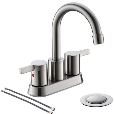 Centerset 2-handle Bathroom Faucet with Drain Assembly