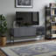 Meuble télé Tybalt 60 po avec stratifié gris et métal noir, l 57,3 po x P 15,3 po x H 23,59 po