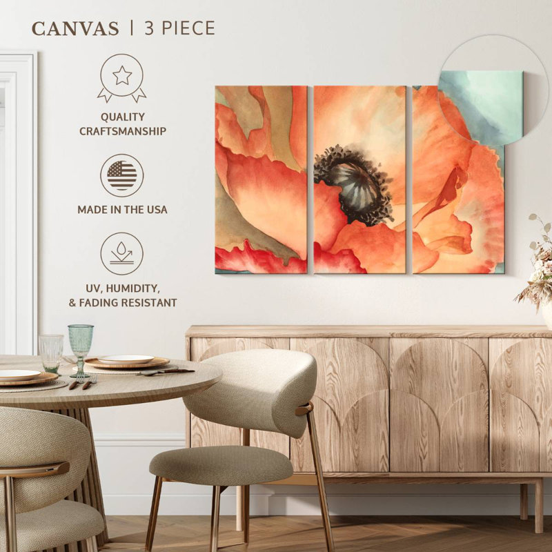 Corail Harnek aquarelle coquelicot I, H 36 po x l 57 po