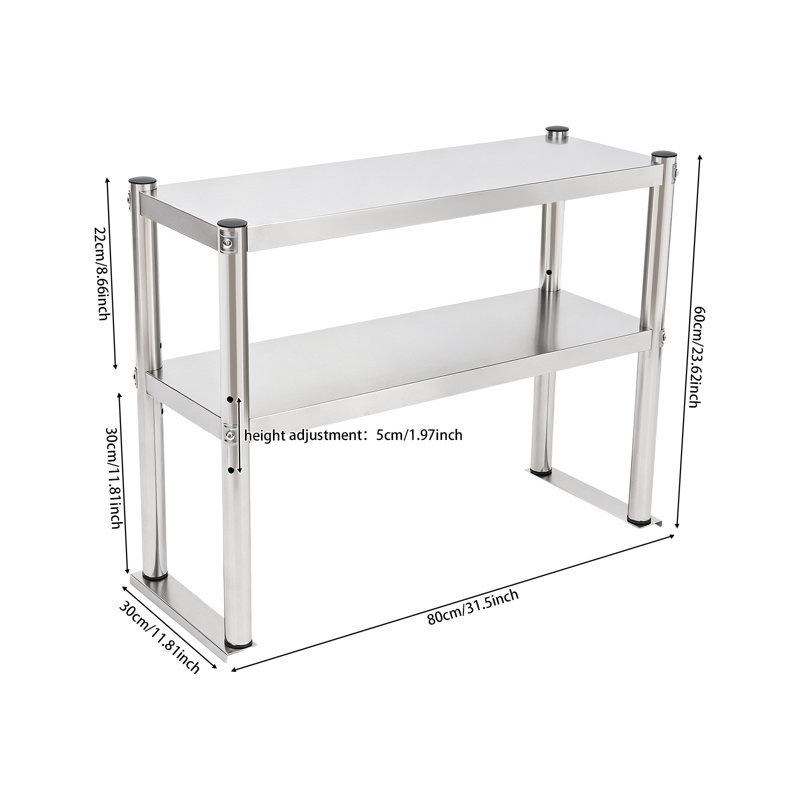 Rectangular Double Overshelf Double Tier Stainless Steel Overshelf