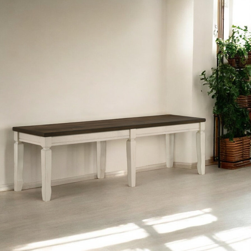 Weathered Oak and Cream Traditional Dining Bench