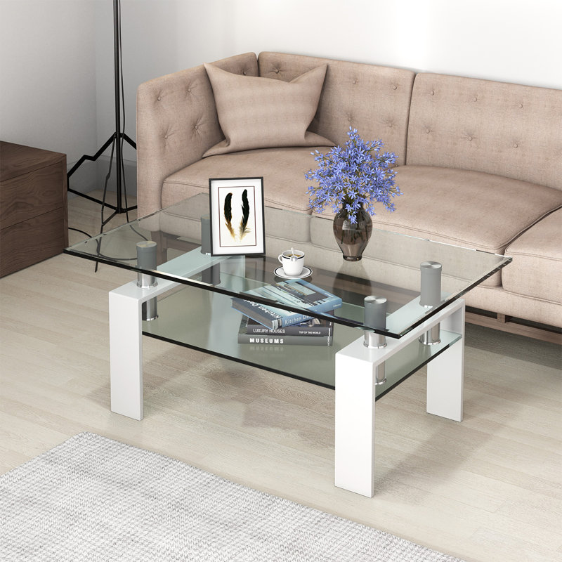Table basse avec rangement Gracie, Blanc
