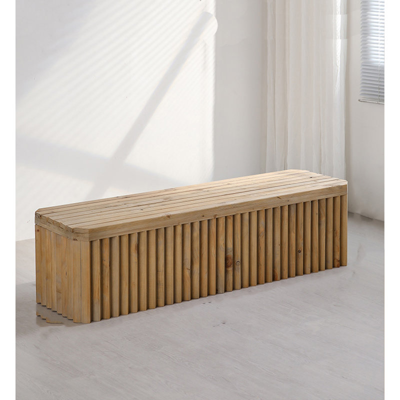 Repose-pieds de rangement en bois massif rétro