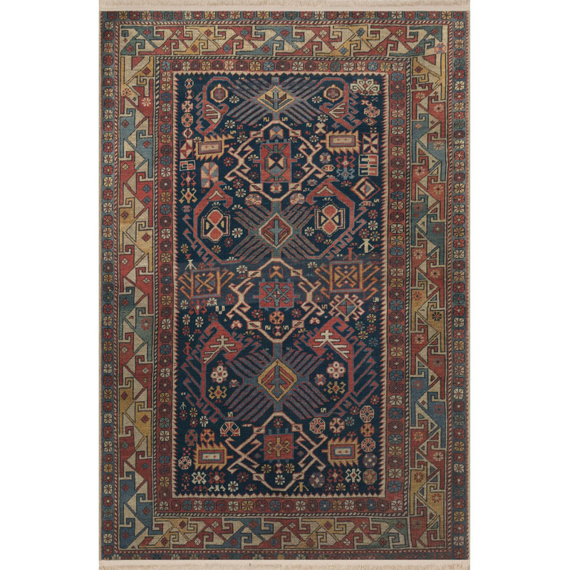 Tapis décoratif lavable à la machine multicolore, Rectangle 3 pi 3 po x 4 pi 11 po
