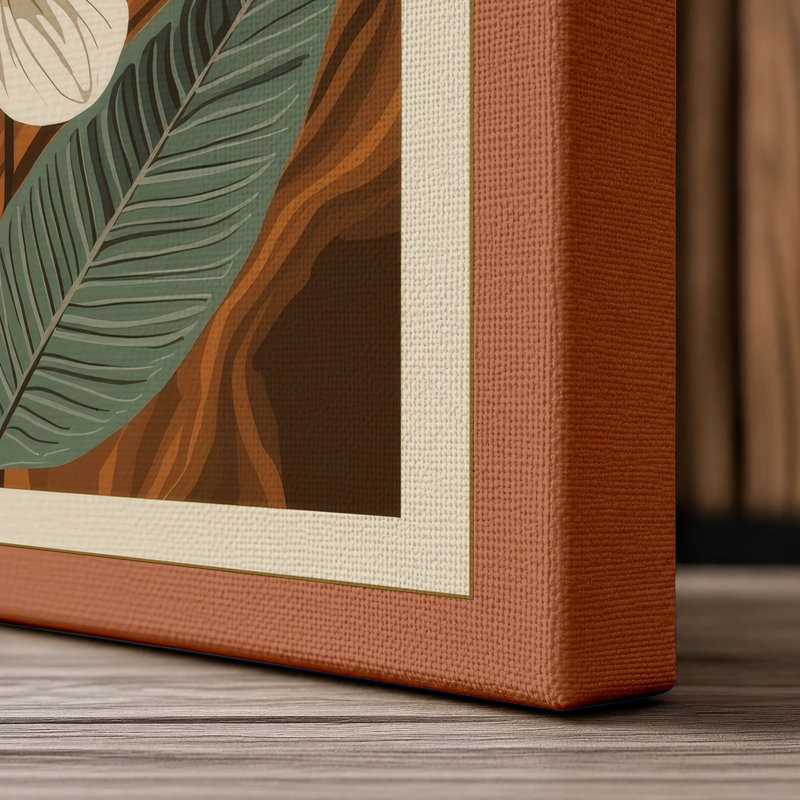 Study in Cream Botanical - Wrapped Canvas, 30x20 - 76.2 x 50.8 cm, Terracotta Border