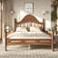 Lit plateforme pleine grandeur avec tête de lit chic, structure de lit en bois massif avec support à lattes, aucun sommier tapissier requis et conception basse à terre. Brun antique-131994002-131994003