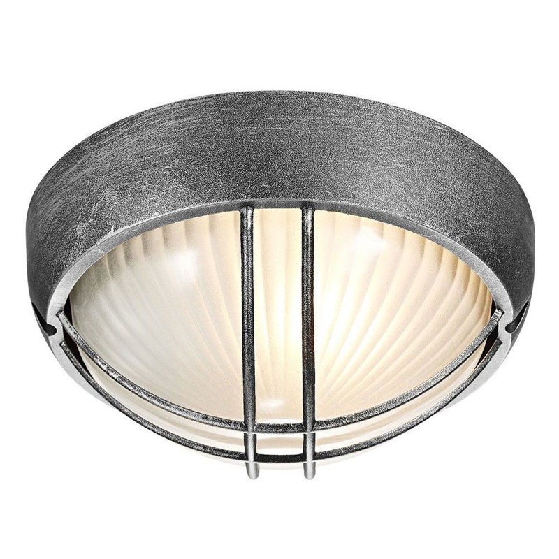 Hailey Die Cast Aluminium Outdoor Circular Bulkhead Porch or Wall Light, Silver