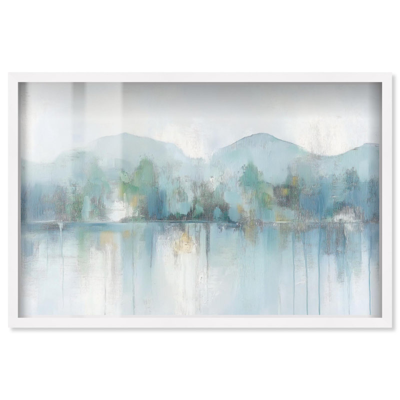 Miroir Aqua Dream II Shadowbox, impression murale sarcelle par Art Remedy, H 37 po x l 55 po, White