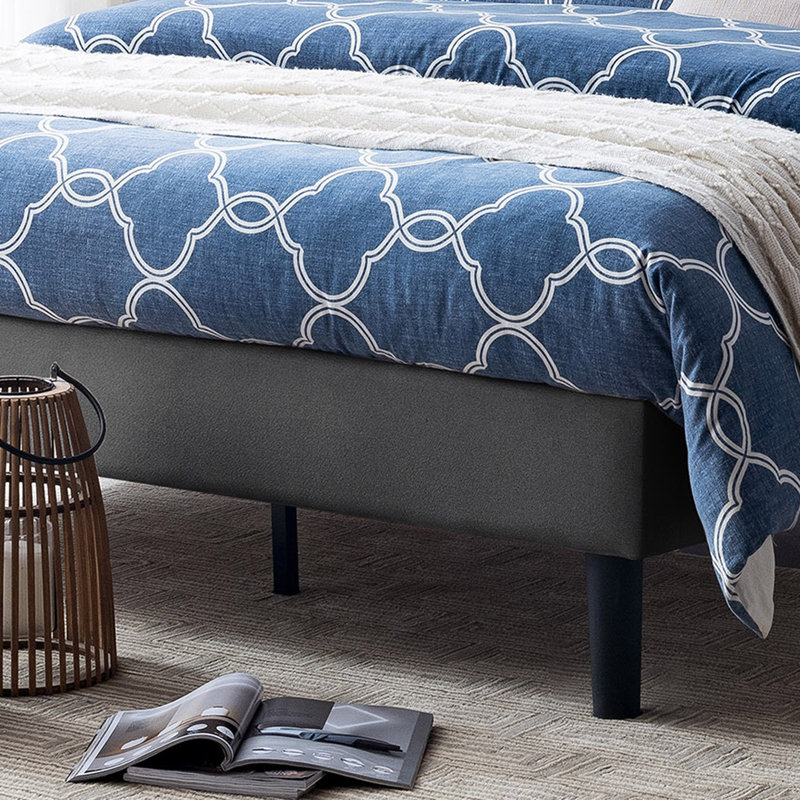 Grand lit plateforme tapissier Ralphs, Gris charbon