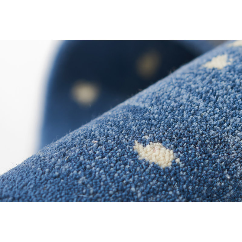 Wool Abstract Area Rug in Blue/White, Runner 2'6" x 8'