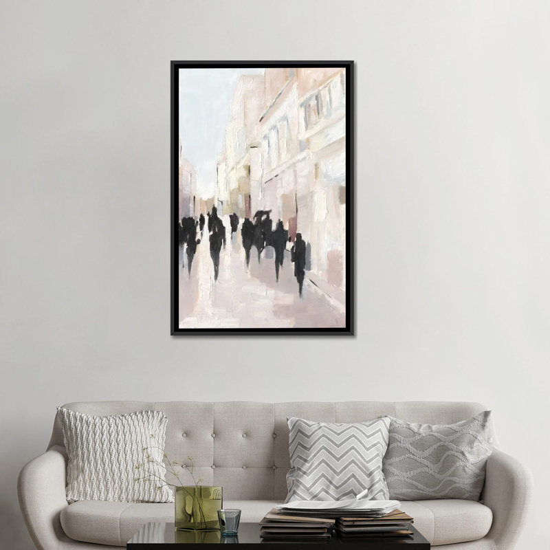 Reproduction d’art « passing Rain II » par Ethan Harper, H 48 po x l 32 po x P 1,5 po, Toile avec cadre noir, Pas de tapis