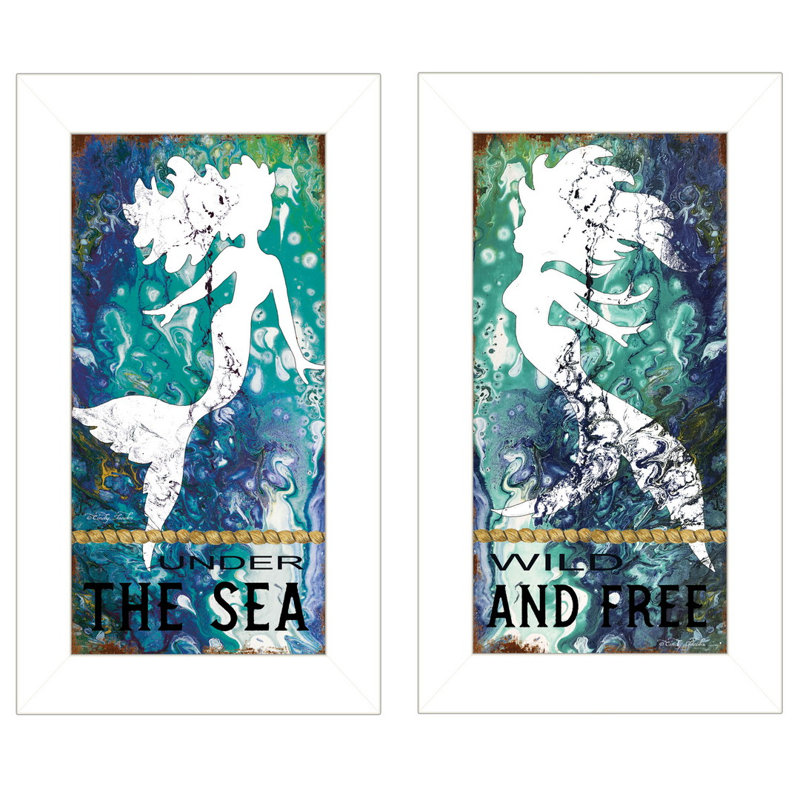 «Under the Sea», ensemble de 2 encadrements de vignette encadrés pour le salon et la maison par Cindy Jacobs