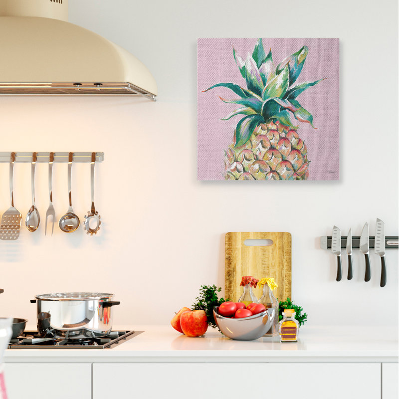 Reproduction d'une culture d'ananas de couleur rose par Patricia Pinto - impression d'art graphique, Toile tendue