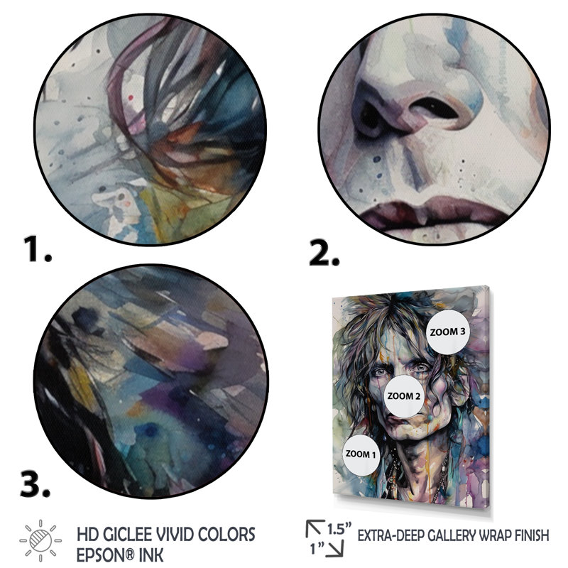 Illustration de célébrité - impression sur toile, Cadre photo noir, H 40 po x l 30 po