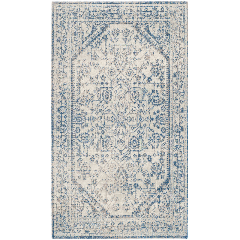 Tapis gris clair/bleu oriental Chewning, Rectangle 3 pi x 5 pi