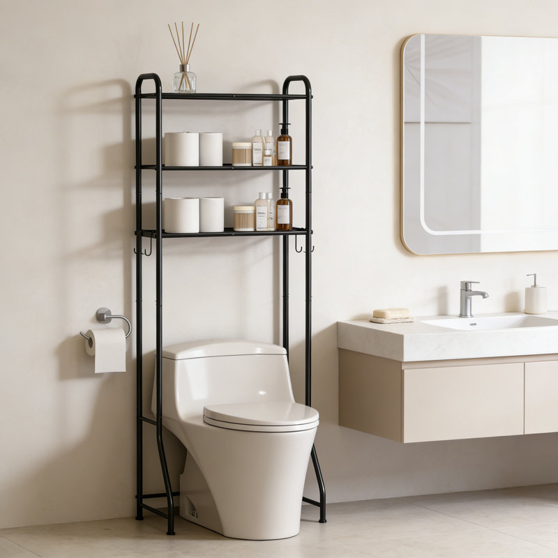 3 Tier Over The Toilet Storage Rack Freestanding Bathroom Organizer Black