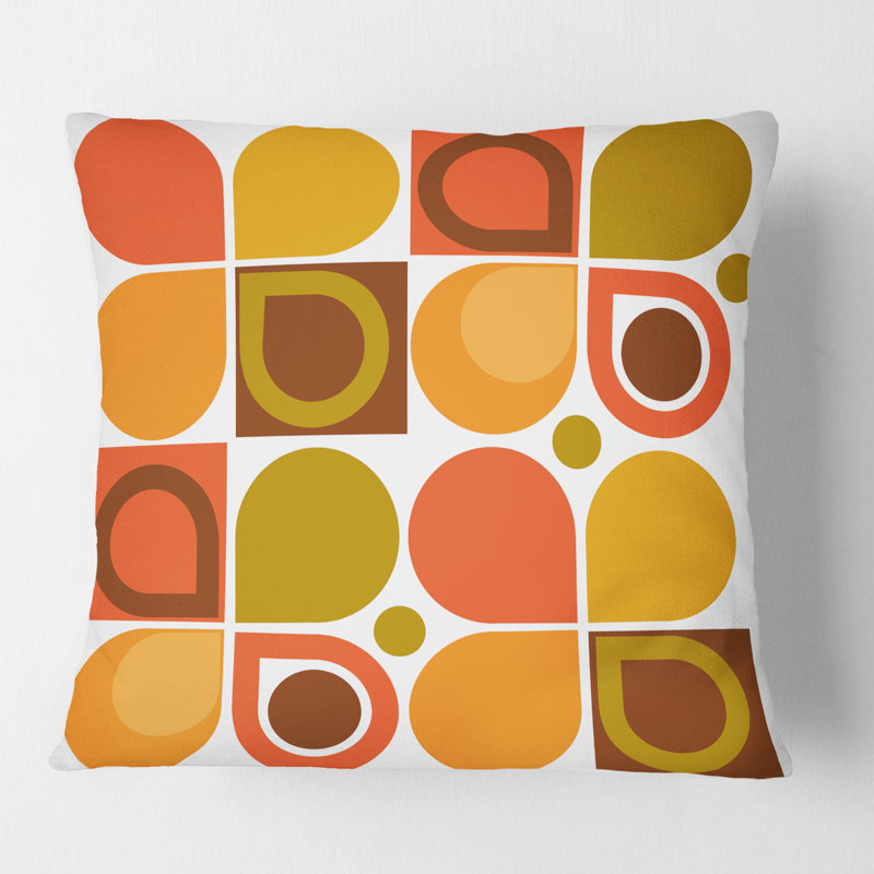 Coussin décoratif abstrait à motif géométrique abstrait VI - Mid-Century, 18 po x 18 po