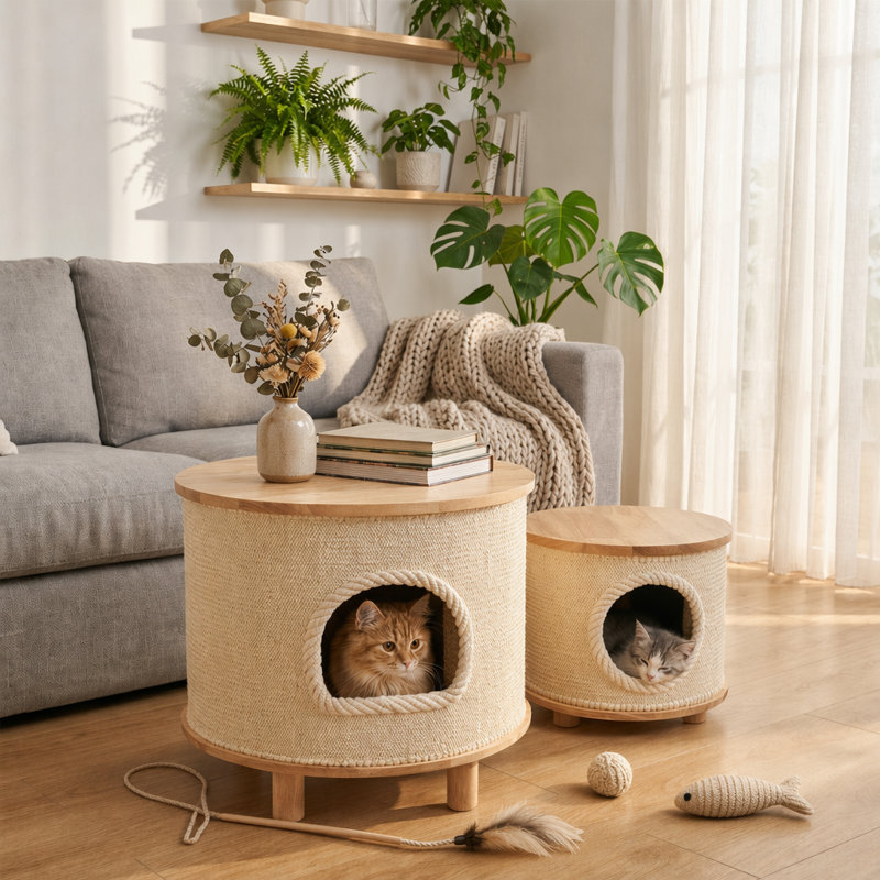 Multifunctional Woven Sisal Cat House – Side Table or Stool