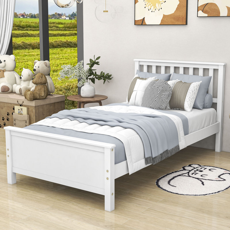 Welland Twin Size,Platform Bed with Headboard,Footboard, White