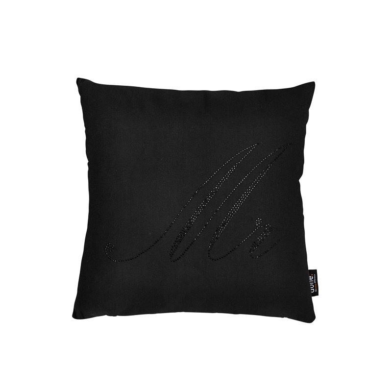 Stone Schwarz/Silberfarben Square Throw Cushion, Black/Black