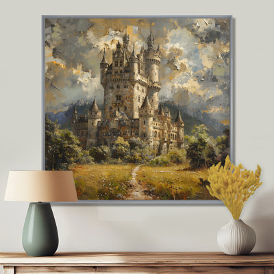 Beige Grey Summer Turreted Tower Castle III - Castles Wall Art Print