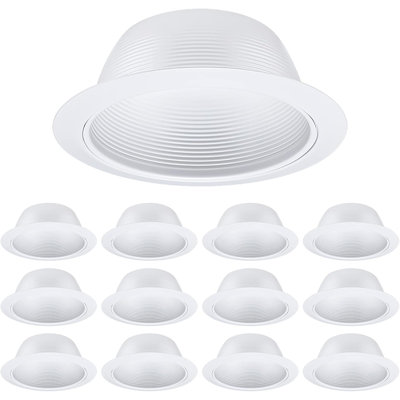 12 Pack 6 Inch Full Metal Recessed Light Trim, Detachable Ring Baffle Trim for 6" Can Lights