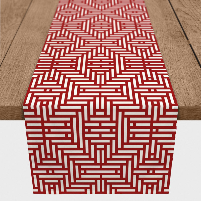 Lynda Table Runner, 90" x 16", Red, Zolder Aztec Lines