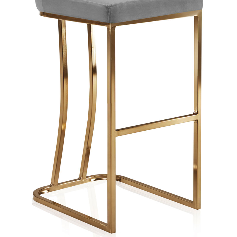 Marcelena Upholstered Counter Stool with Metal Frame, Gray