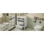 Ensemble de meuble-lavabo simple 24 po avec lavabo en céramique, ensemble de meuble-lavabo autoportant avec 3 tiroirs, cadre en bois massif, blanc