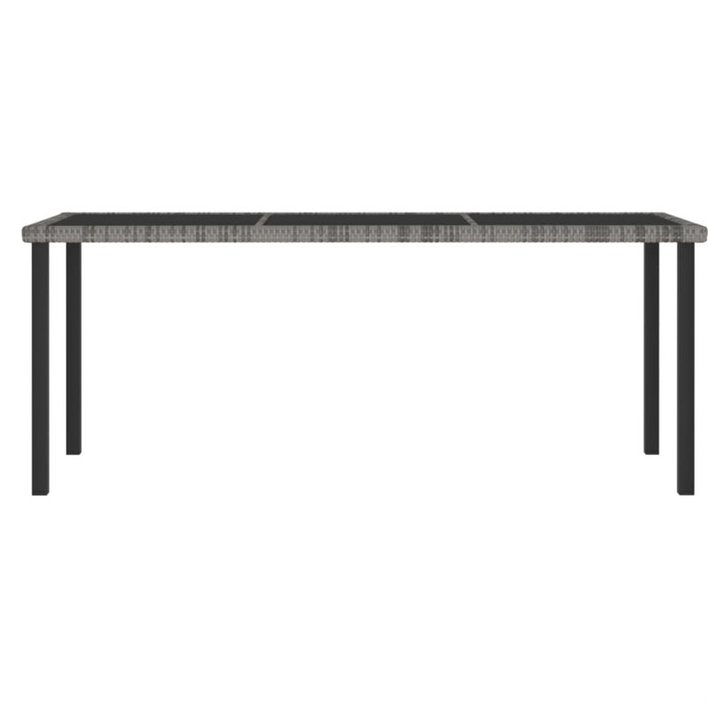 Rectangular Patio Dining Table Outdoor Coffee Table with Glass Top PE Rattan for Backyard Garden, Gray