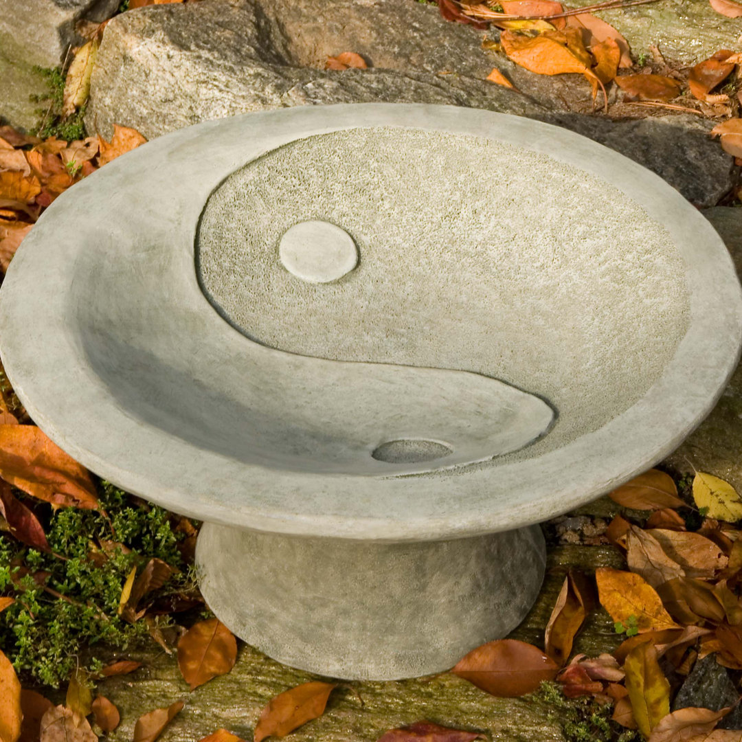 Yin Yang Concrete Pedestal Birdbath Campania International