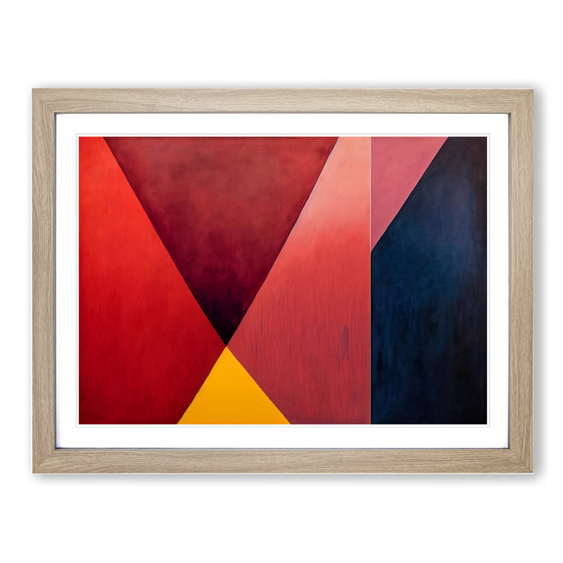 Modern Art Abstract Painting - Framed Print, 25cm H x 34cm W, Oak Framed