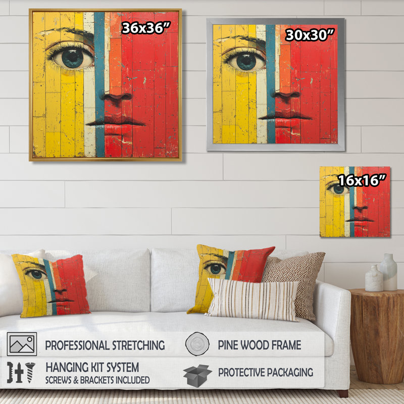 Pop Art Eye Of Love Heart I - Art mural Pop Art, H 16 po x l 16 po, Noir, noir, noir, noir, Impression encadrée flottante