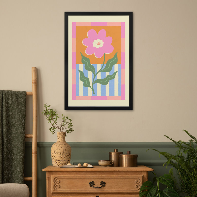 Fleur abstraite rose - reproduction d'art murale - affiche de galerie, H 24 po x l 16 po
