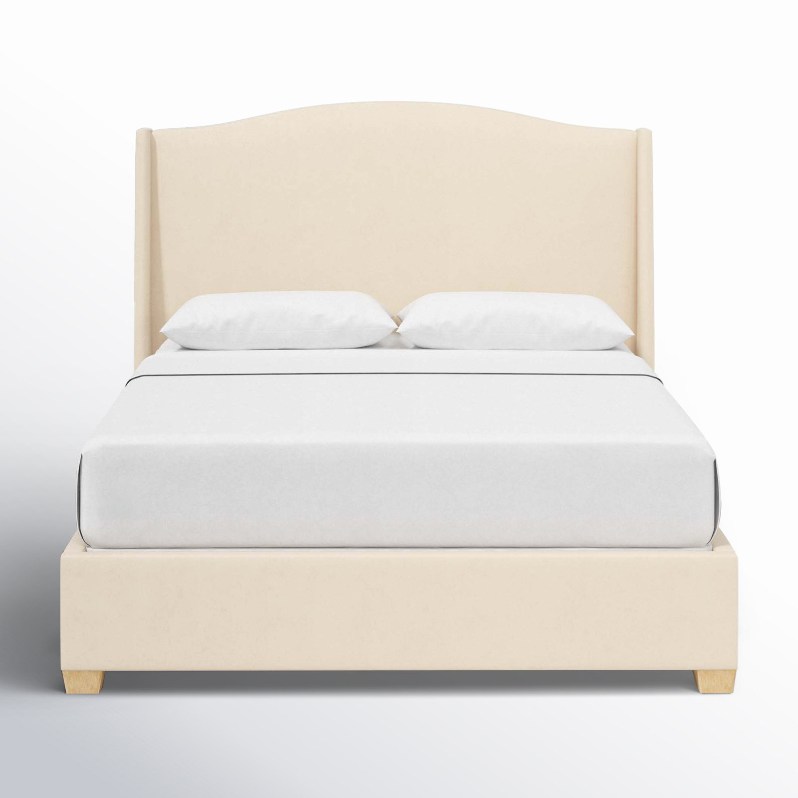 Allis Wingback Platform Bed, Queen, Classic Pearl Performance Velvet