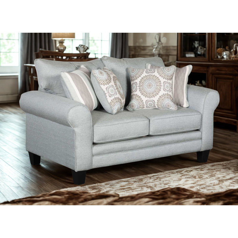 Aurora Upholstered Sofa, Grande Mist, 37" H x 64" W x 38" D