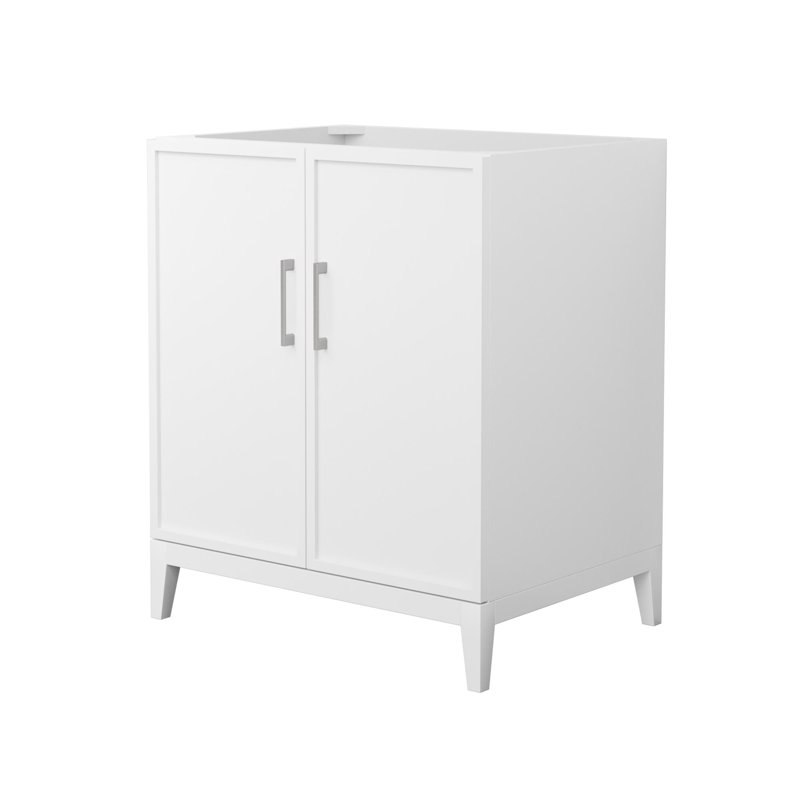 Elan 29'' W Single Bathroom Vanity Base, White/Brushed Nickel