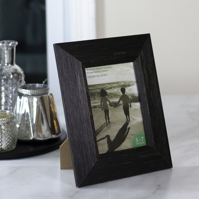 10" Distressed Finish Rectangular 5" x 7" Photo Picture Frame - Black