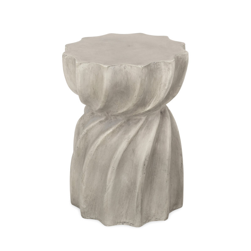 Side Table - Transform Outdoor Look. Lightweight Concrete Piece, Grey Magnesium Oxide, 14"X14"X18.5", 16.92 Lb. Enrapturing Tabletop, Contemporary Design Enhance Patio With Grace. Grey, Alluring