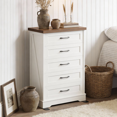 Rosario 46" H Farmhouse 5 Drawer Dresser,Tall Chest of Drawer with Arched Base for Bedroom by Gracie Oaks