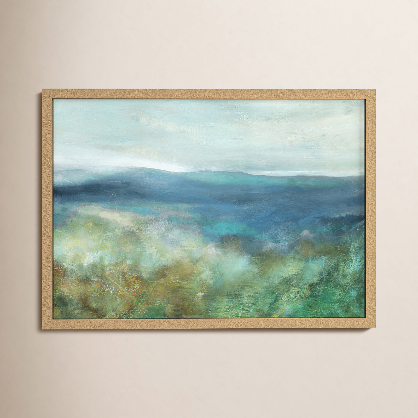 Adamsville "Blue Mountain Overlook" Painting, Natural Framed, 30.5" H x 42.5" W x 1.12" D